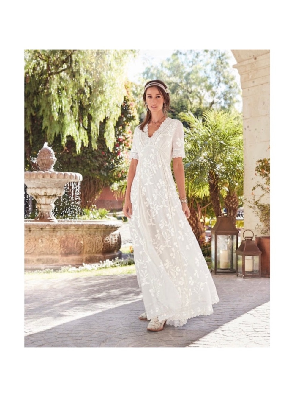 Sundance Catalog Special Occasion Embroidered White Cream Dress Rayon Silk 10 - Picture 2 of 11